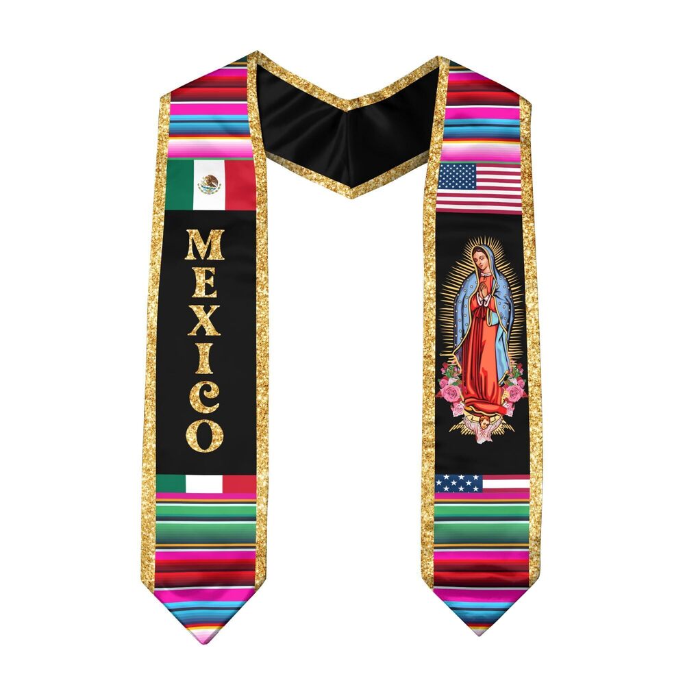 2864 Mexican Graduation Sash Mexican American Flag Graduation Sash 2025